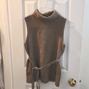 Zara Sleeveless Camel Turtleneck Sweater
